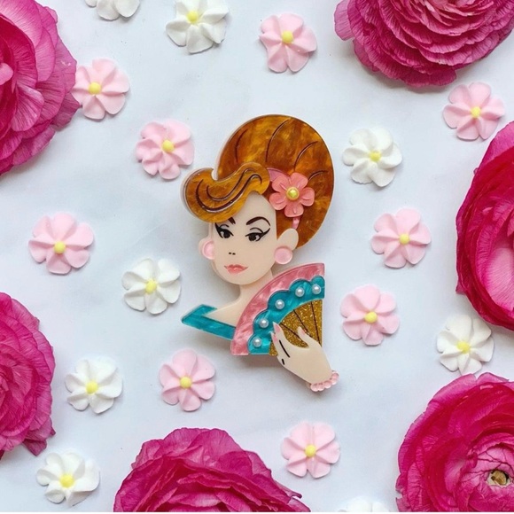 Dapper Darling Brooch by Lipstick & Chrome- NWT - Picture 6 of 9